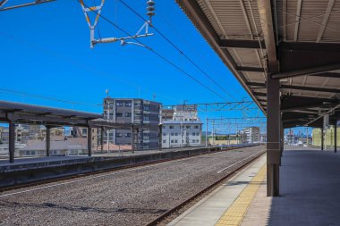 16 Mayıs 2024 Beppu tren istasyonu, Japonya 'nın onsen veya hotspring başkenti.