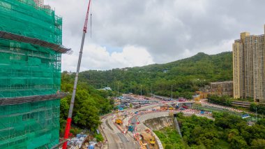 Kwun Tong HK, 20 Temmuz 2024 Lin Tak Yolu inşaat altında, Hk