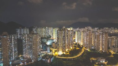 kwun Tong bölgesi, Lam Tin bölgesi gece görüşü, Hong Kong 24 Temmuz 2024