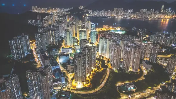 stock image kwun tong district, night view of the Lam Tin district, hong kong July 24 2021