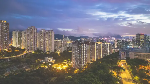 stock image kwun tong district, night view of the Lam Tin district, hong kong July 24 2024