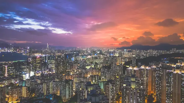 stock image Kwun tong district, Urban night the city, Hong Kong July 24 2024