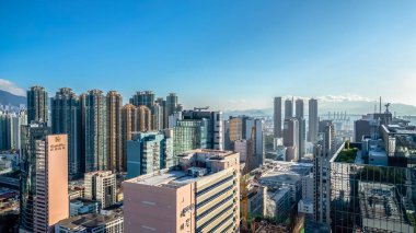 Kowloon, HK Lai Chi Kok şehir manzaralı Cheung Sha Wan bölgesine.