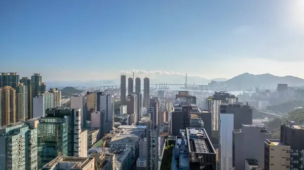 stock image Kowloon, HK Lai Chi Kok into Cheung Sha Wan area with cityscape Aug 3 2021