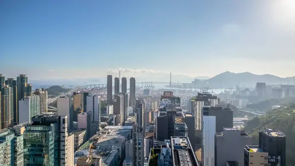 stock image Kowloon, HK Lai Chi Kok into Cheung Sha Wan area with cityscape Aug 3 2021