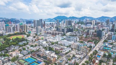 22 Ağustos 2024 Kowloon Tong, Hong Kong şehir silueti.