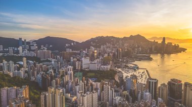 Kuzey Noktası, Hong Kong Adası manzaralı Victoria Limanı.
