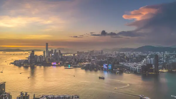 stock image the Hong Kong and kowloon peninsula with Victoria harbor Sept 1 2024