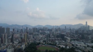 Honk Kong - 29 Ağustos 2024: Kowloon şehir bölgesi, Hava Görüntüleme 