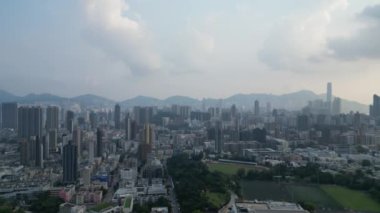 Honk Kong - 29 Ağustos 2024: Kowloon şehir bölgesi, Hava Görüntüleme 