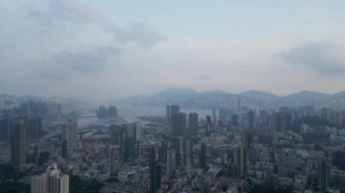 Honk Kong - 29 Ağustos 2024: Kowloon şehir bölgesi, Hava Görüntüleme 