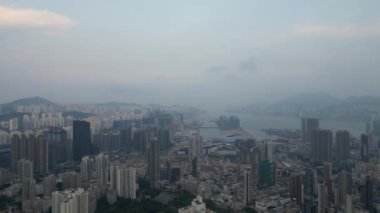 Honk Kong - 29 Ağustos 2024: Kowloon şehir bölgesi, Hava Görüntüleme 