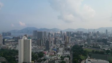 Honk Kong - 29 Ağustos 2024: Kowloon şehir bölgesi, Hava Görüntüleme 