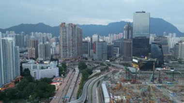 Hong Kong - 15 Eylül 2024: Kowloon şehrinin silueti, HK 