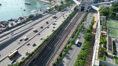 Hong Kong - 17 Eylül 2024: Batı Kowloon Skyline Şehir Manzarası, HK 