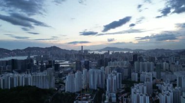 Hong Kong - 17 Eylül 2024: Kowloon Kentsel Manzara Panoraması, HK 