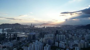 Hong Kong - 17 Eylül 2024: Kowloon Kentsel Manzara Panoraması, HK 