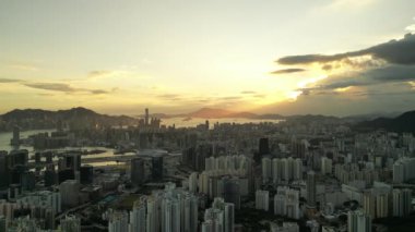 Hong Kong - 17 Eylül 2024: Kowloon Kentsel Manzara Panoraması, HK 