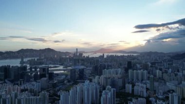 Hong Kong - 17 Eylül 2024: Kowloon Kentsel Manzara Panoraması, HK 