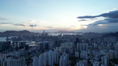 Hong Kong - 17 Eylül 2024: Kowloon Kentsel Manzara Panoraması, HK 