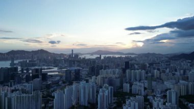 Hong Kong - 17 Eylül 2024: Kowloon Kentsel Manzara Panoraması, HK 
