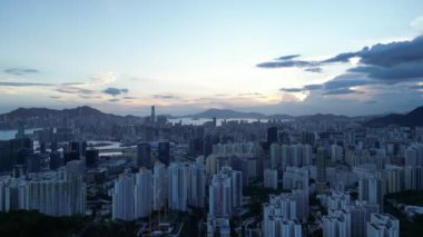 Hong Kong - 17 Eylül 2024: Kowloon Kentsel Manzara Panoraması, HK 