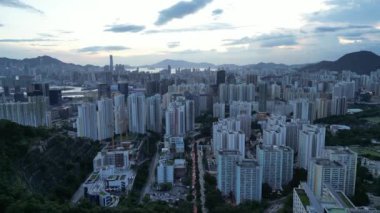 Hong Kong - 17 Eylül 2024: Kowloon Kentsel Manzara Panoraması, HK 