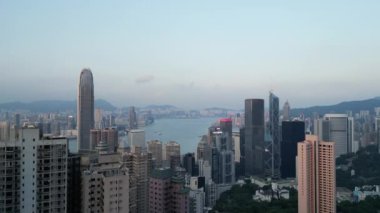 Hong Kong - 26 Eylül 2024: Merkezi ve Batı Bölgesi Majestic Skyline, HK 