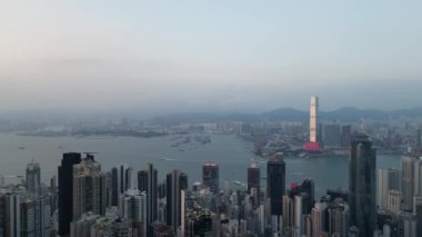 Hong Kong - 26 Eylül 2024: Merkezi ve Batı Bölgesi Majestic Skyline, HK 