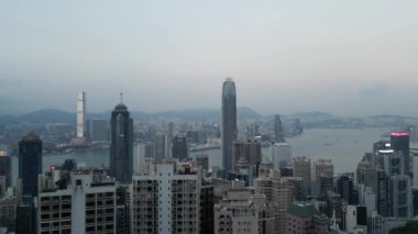 Hong Kong - 26 Eylül 2024: Merkezi ve Batı Bölgesi Majestic Skyline, HK 