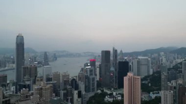Hong Kong - 26 Eylül 2024: Merkezi ve Batı Bölgesi Majestic Skyline, HK 