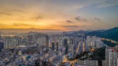 Günbatımı manzarası Batı Kowloon, Hong Kong