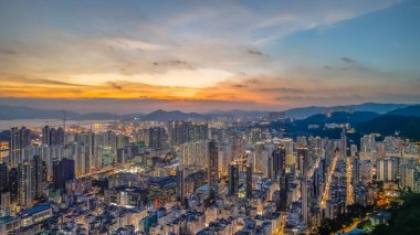 Günbatımı manzarası Batı Kowloon, Hong Kong