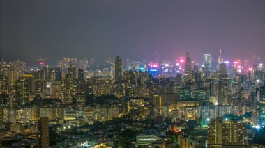 Hong Kong 'da Orta Kowloon Şehir Manzarası ve Skyline.