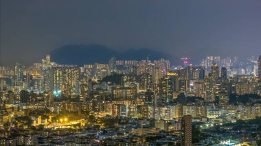 Hong Kong 'da Kowloon Şehir Manzarası ve Skyline.