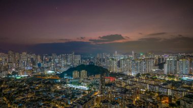 Shek Kip Mei Gece Canlı Şehir Sahnesi ve Hong Kong 'da Konut Işıkları