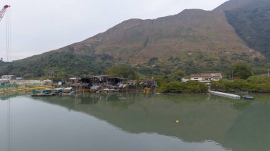 31 Aralık 2024 Ağaç manzarası, sakin bir gölet ve yemyeşil bir tepenin yanında bir köy..