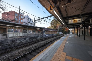 Dec 4 2024 mpty train station platform featuring tracks, structures, clipart