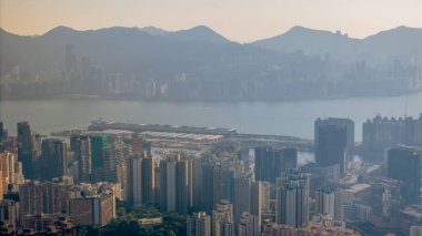 Kowloon Tepesi 'nden Majestic Views, Hong Kong Aralık 12024