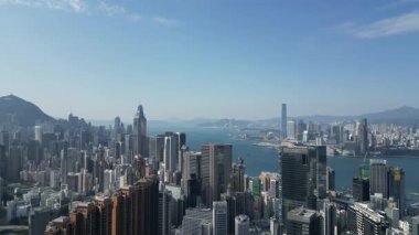 Aerial View Causeway Körfezi Skyline Hong Kong, 29 Ocak 2025 