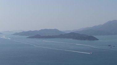 Hong Kong Dış Liman Sahil Kenarı Skyline View, Hong Kong, 9 Şubat 2025 