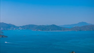 Hong Kong Dış Liman Sahil Skyline Manzarası 9 Şubat 2025