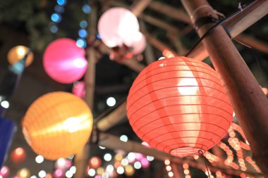 10 Şubat 2025 Pembe ve renkli kağıt fenerlerin canlı bir gösterisi