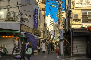 7 Aralık 2024 Tsukiji Market Tokyo 'da Vibrant Öğleden Sonra