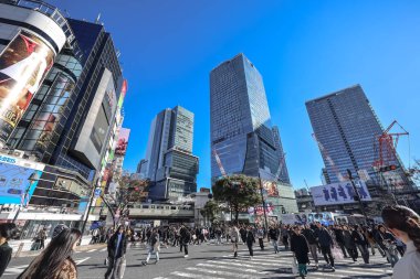 9 Aralık 2024 Tokyo 'da bir Shibuya Geçidi.