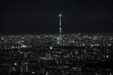 6 Aralık 2024 gece aydınlatılmış Tokyo silueti görüntüsü,