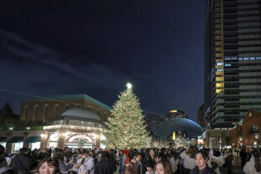 Noel için dekore edilmiş şehir merkezinde, 7 Aralık 2024 tarihli büyük bir şenlik ağacı yer alıyor.