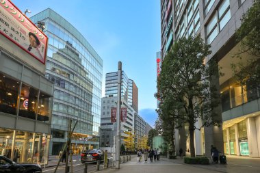 Yayalar, 7 Aralık 2024 'te Shinjuku şehrinin hareketli sokaklarında yaya geçidinde bekliyorlar.