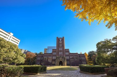 Açık gökyüzü tarafından çerçevelenmiş, saat kulesi olan akademik bina, 7 Aralık 2024