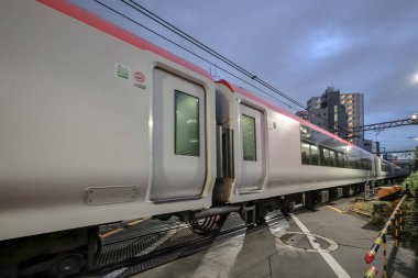 Parlak tren, 7 Aralık 2024 'te şehir demiryolu bölümünden geçerken yakalandı.